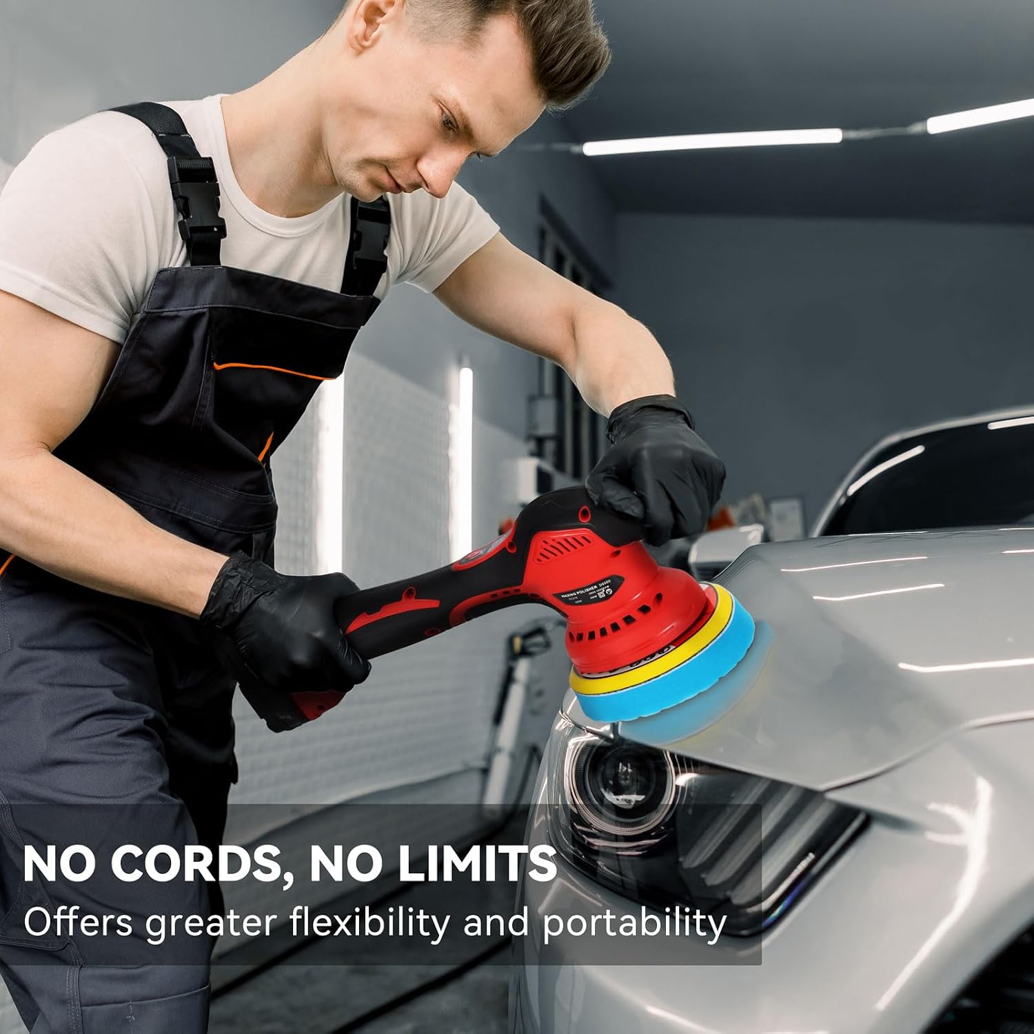 Detalle 1 de Alrigon Red 6-Inch Cordless Orbital Buffer, Brushless Motor, 6 Speeds