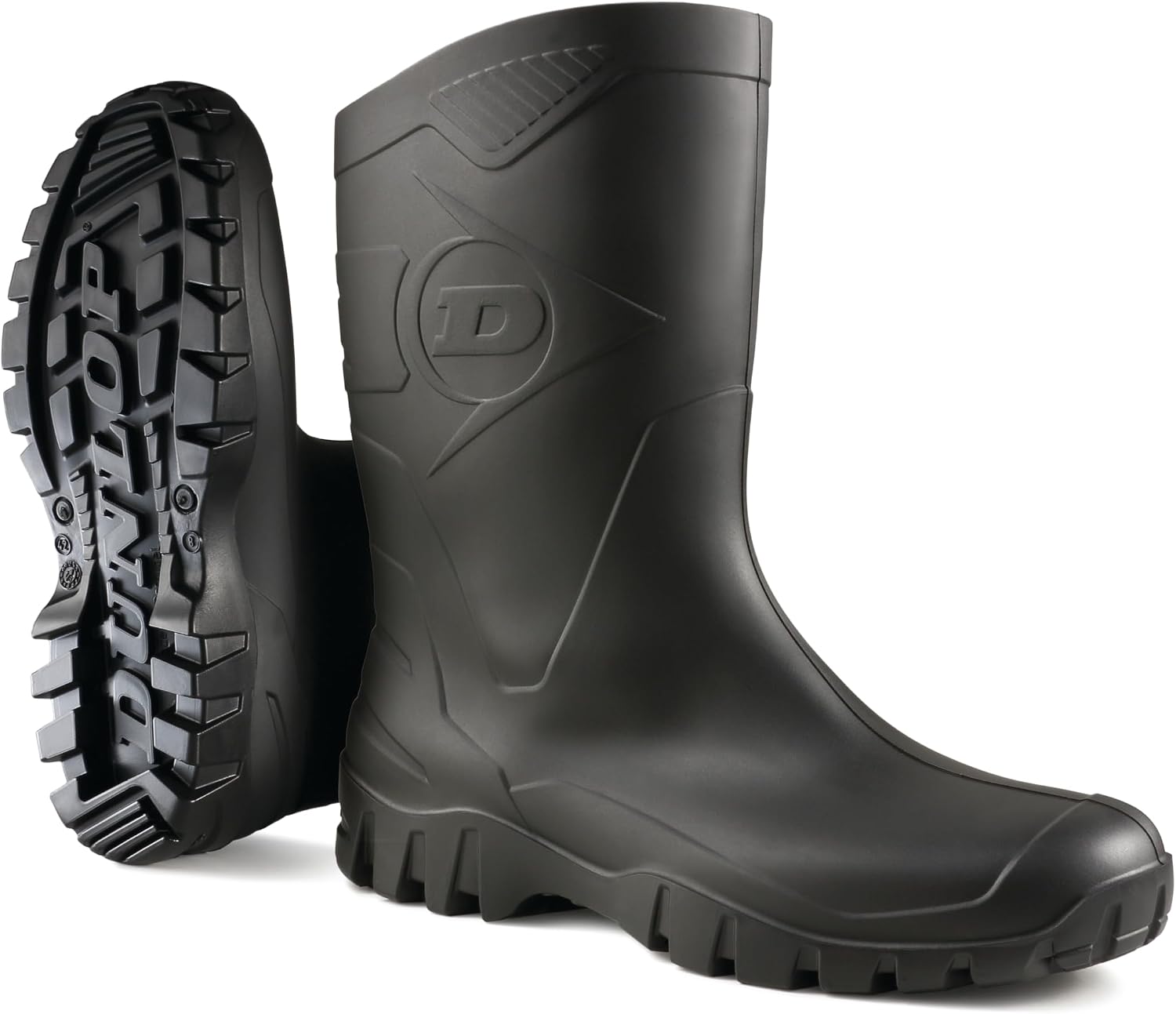 Detalle 1 de DUNLOP Dee Gummistiefel, Halbhohe Regenstiefel Grün, Größe 45 – Wasserdicht & Rutschfest