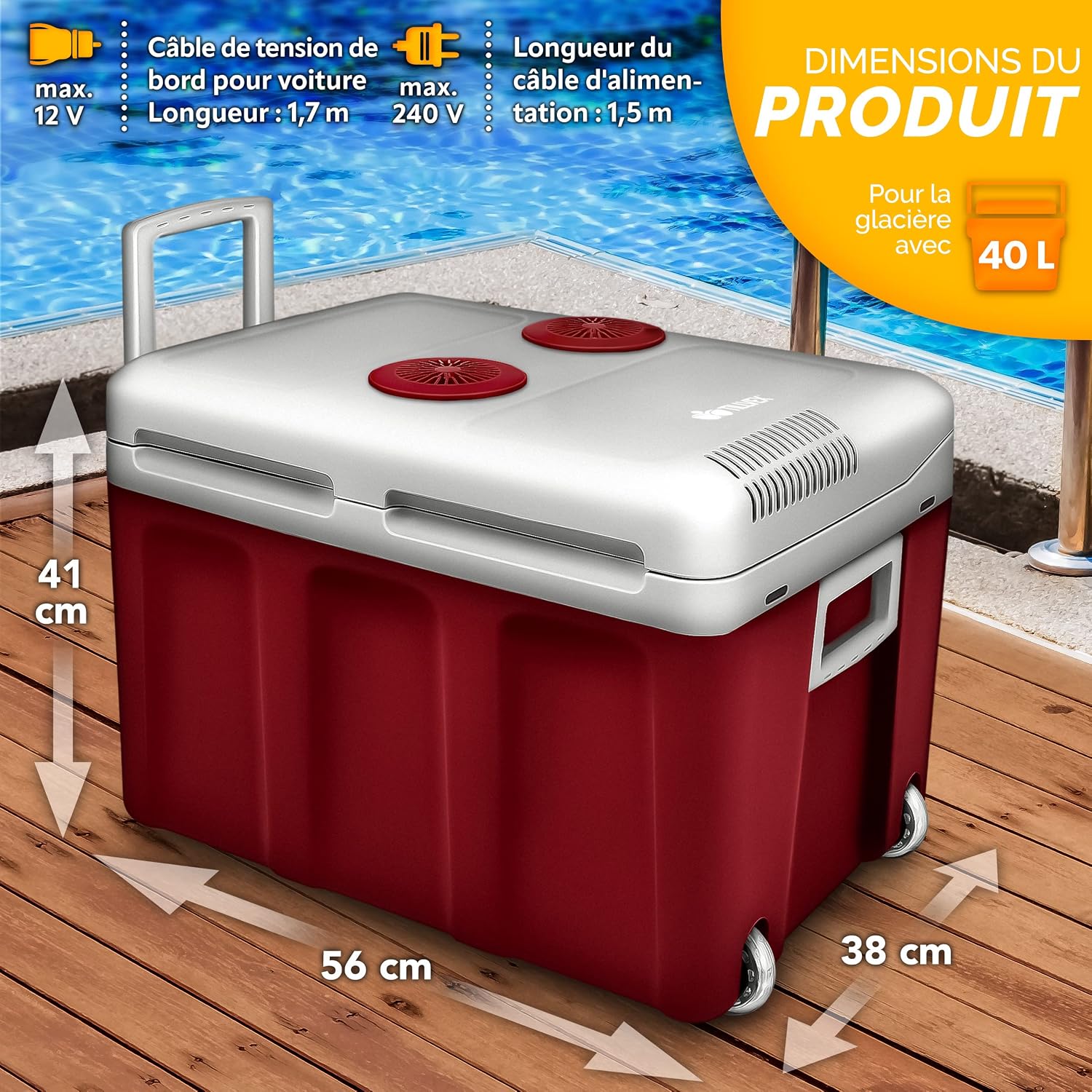Detalle 2 de tillvex Glacière électrique 40 l avec roulettes