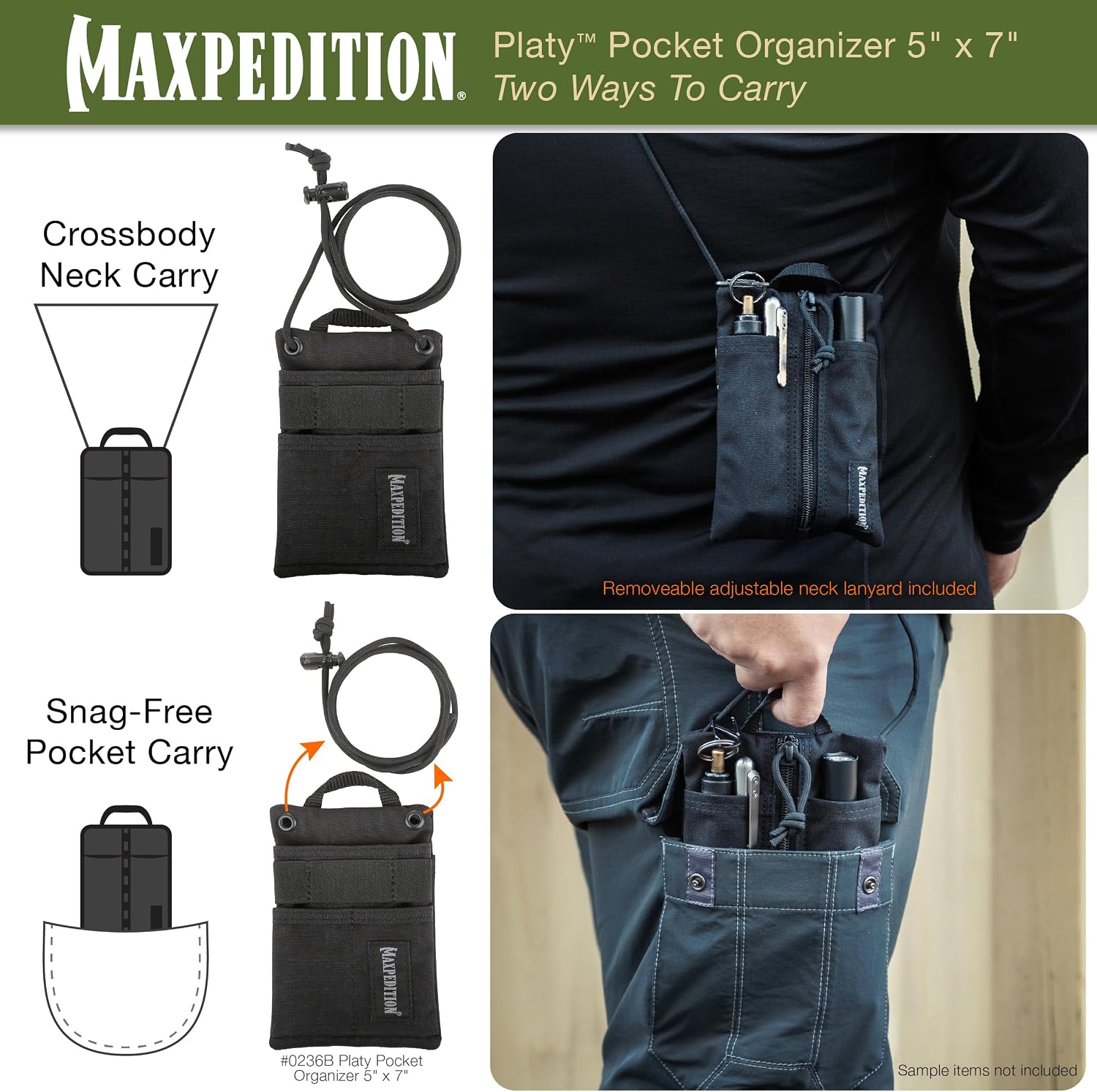 Thumbnail 4 de MAXPEDITION Platy ポケットオーガナイザー｜薄型ナイロン製、着脱式パラコードストラップ付き