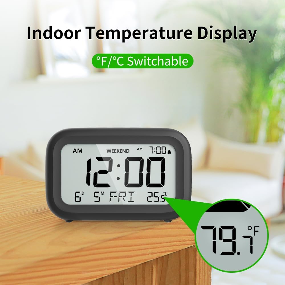 Thumbnail 6 de DOOMAY Digital Alarm Clock Bedside – Battery-Powered, LCD Display with Snooze and Weekend Mode