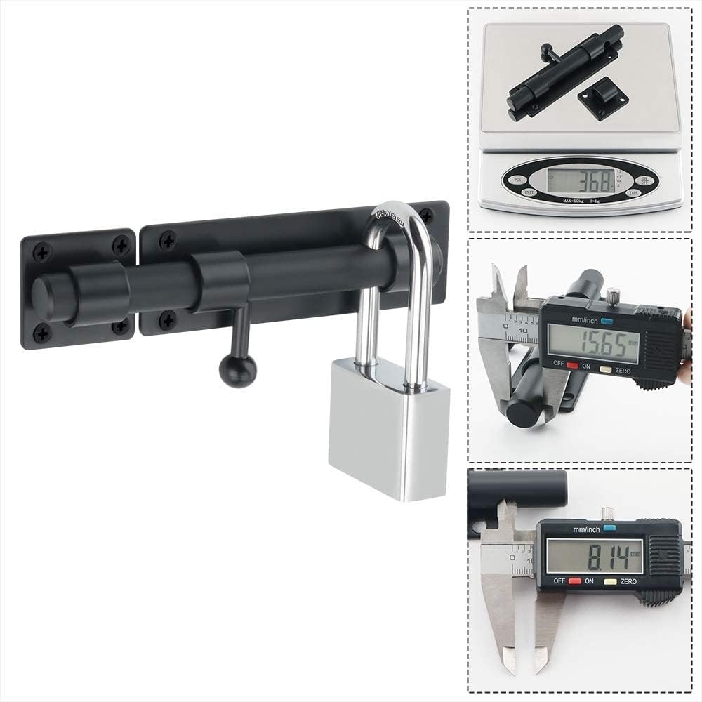 Thumbnail 6 de Sayayo EMS8000-B Slide Gate Latch Bolt — 150mm, 16mm Ø Bar, SUS304 Stainless Steel, Matte Black