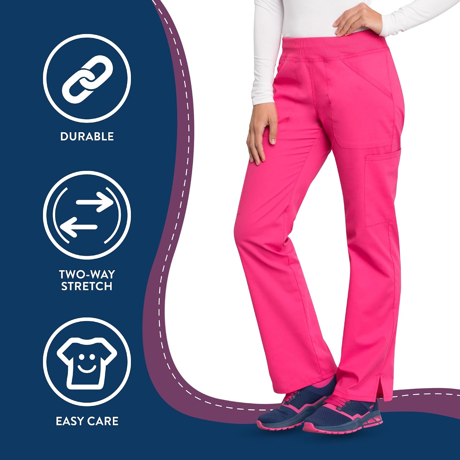 Detalle 1 de Cherokee WW170T Women's Scrub Pants, 2-Way Stretch, Six Pockets