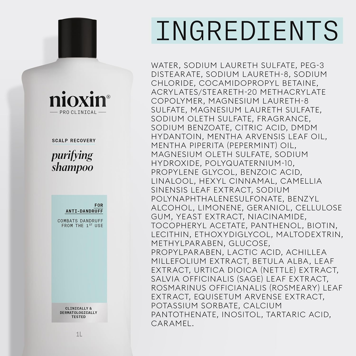 Thumbnail 6 de Nioxin Scalp Recovery Purifying Shampoo per cuoio capelluto irritato, antiforfora (1L)