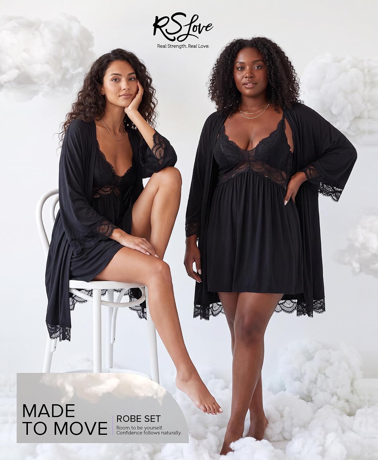 Thumbnail 4 de RSLOVE Women's Lace Nightgown and Robe Set, 2-Piece Soft Modal