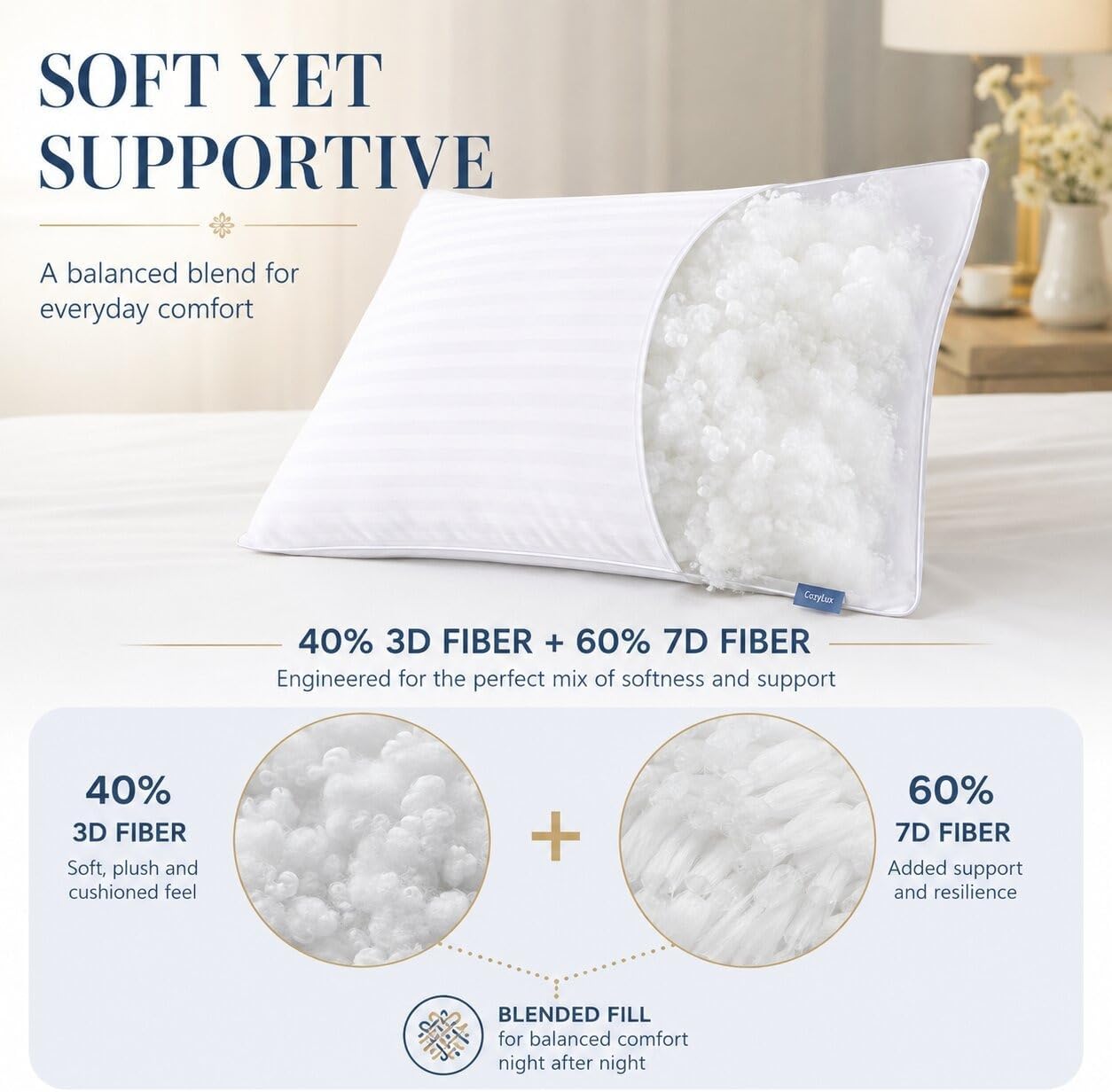 Detalle 2 de CozyLux Bed Pillows, Queen Size
