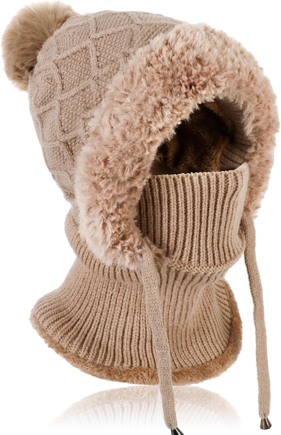 Detalle de TAGVO Winter Warm Knitted Cap with Neck Warmer 🧣