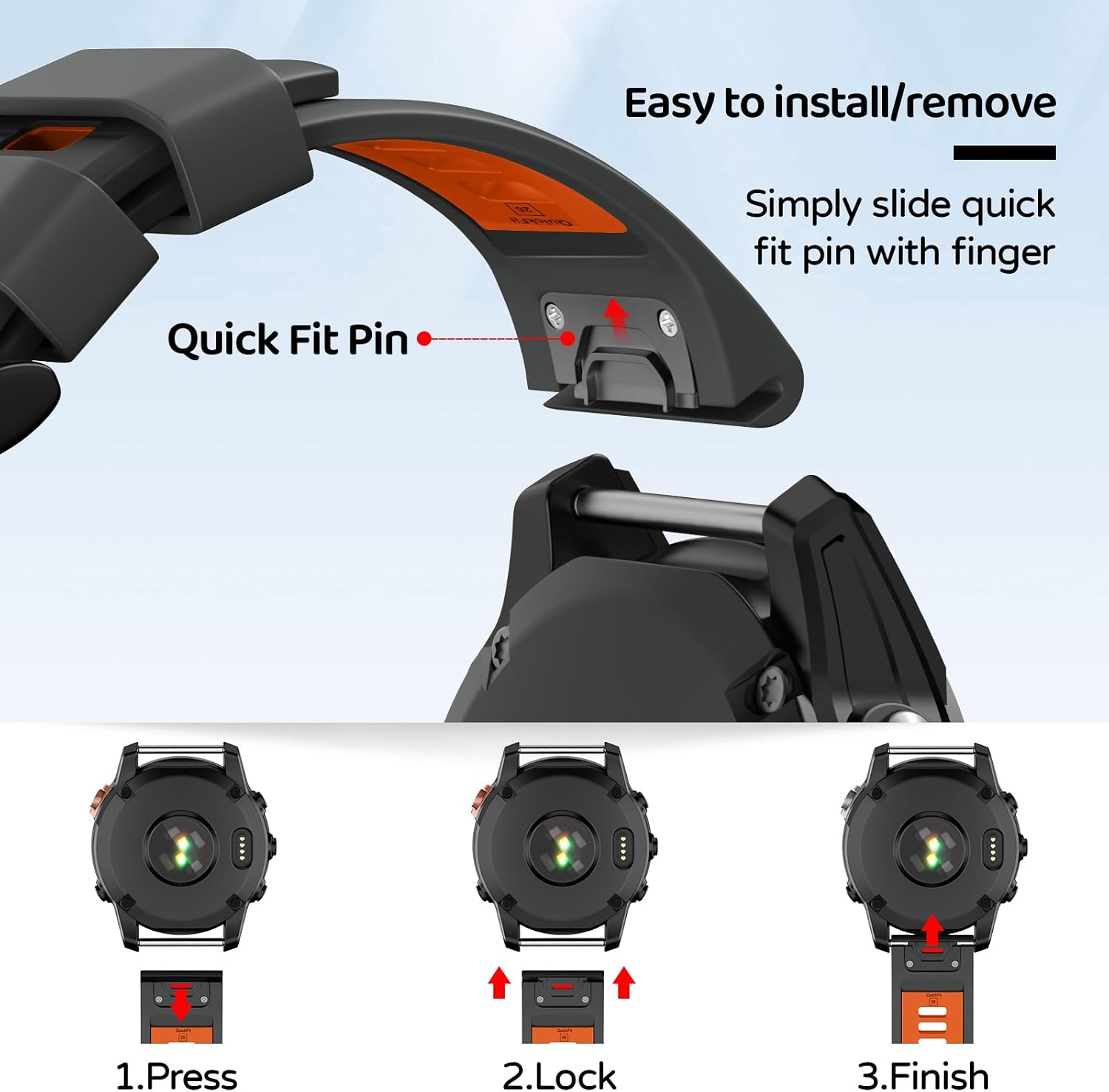 Detalle de U-LIMVE silikonarmband 26 mm QuickFit för Garmin Fenix, Epix och Tactix