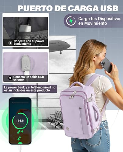 Thumbnail 6 de VANKEV Mochila de Viaje Cabina 40x20x25 cm (20 L) para Ryanair – Púrpura claro