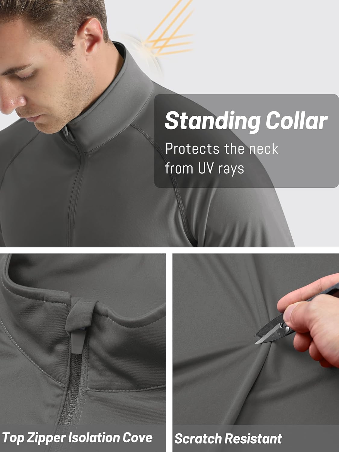 Thumbnail 5 de TACVASEN Men's Long Sleeve 1/4 Zip Sun Protective Running Top (UPF 50+)