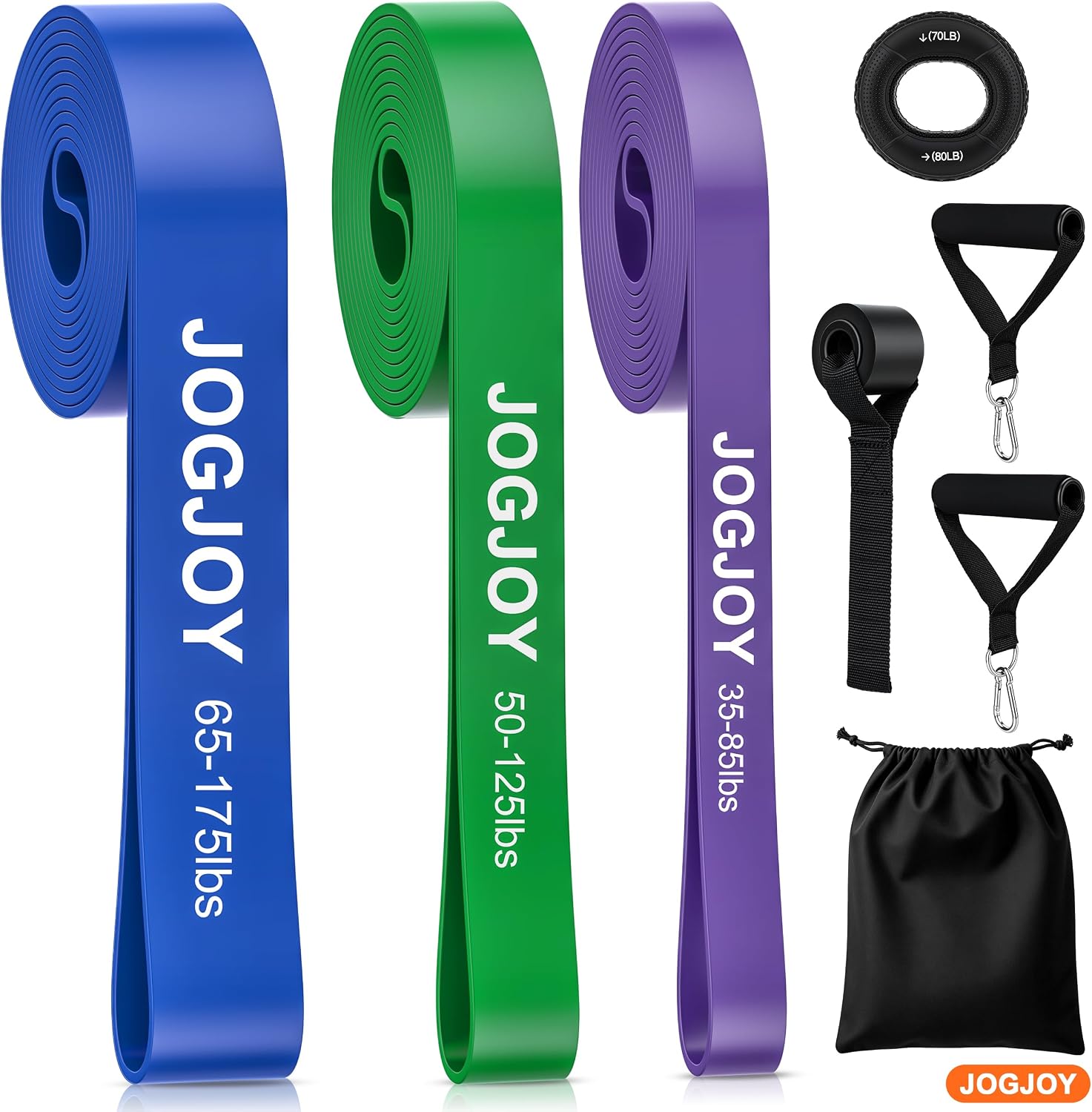 Detalle de JOGJOY JOGJOYZLD002 Resistance Band Set, 35–175 lb TPE, 3 Levels