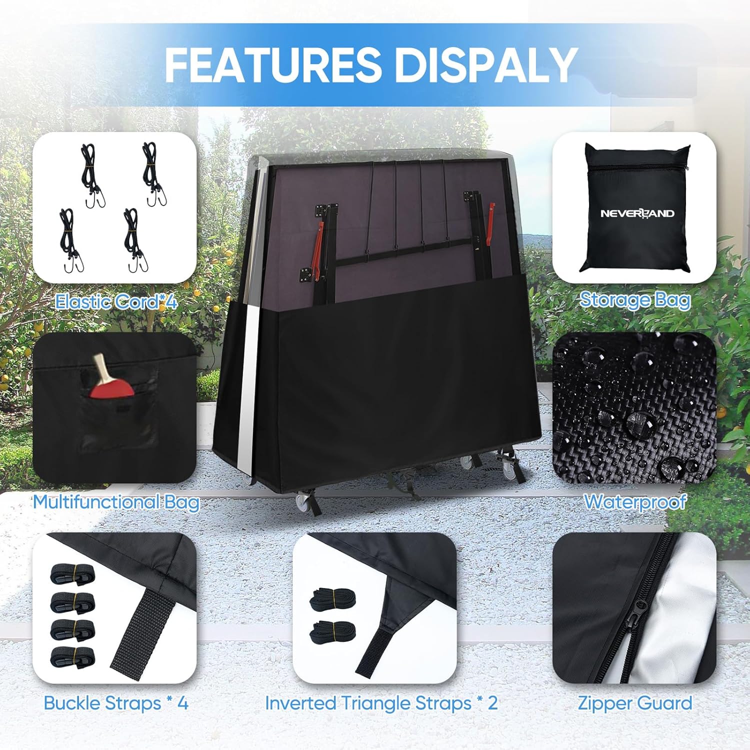 Thumbnail 1 de NEVERLAND Tischtennisplatte Abdeckung wasserdicht für Indoor & Outdoor (165 × 70 × 185 cm)