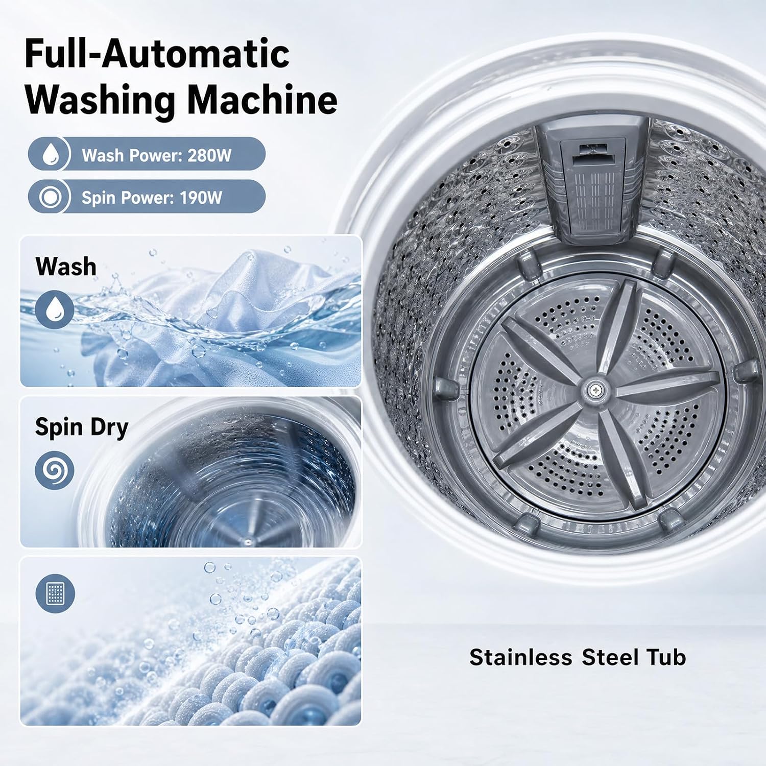 Thumbnail 6 de COSTWAY Portable Washing Machine, 7.7 lb Full-Automatic Top-Load Washer