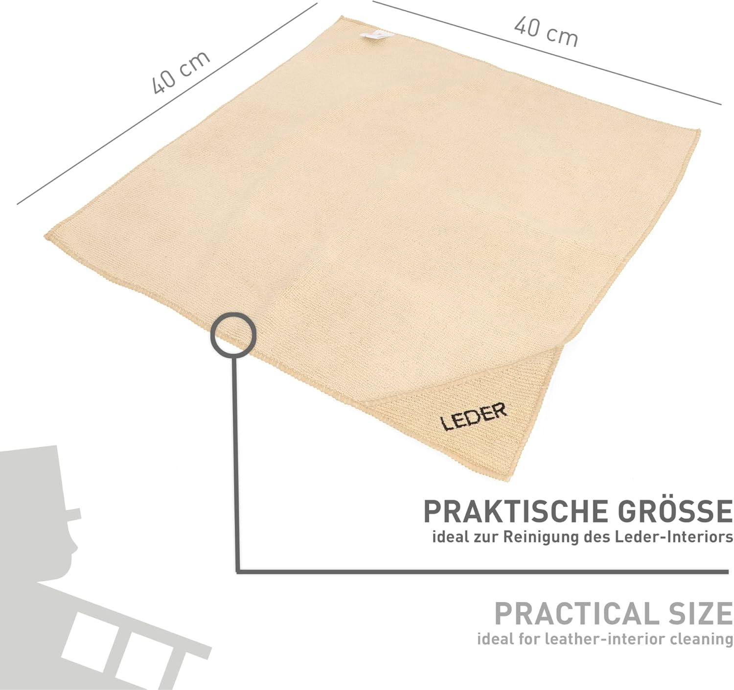 Thumbnail 3 de NIGRIN Mikrofaser-Tuch Leder 40x40 cm – sanfte Reinigung und Pflege, fusselfrei
