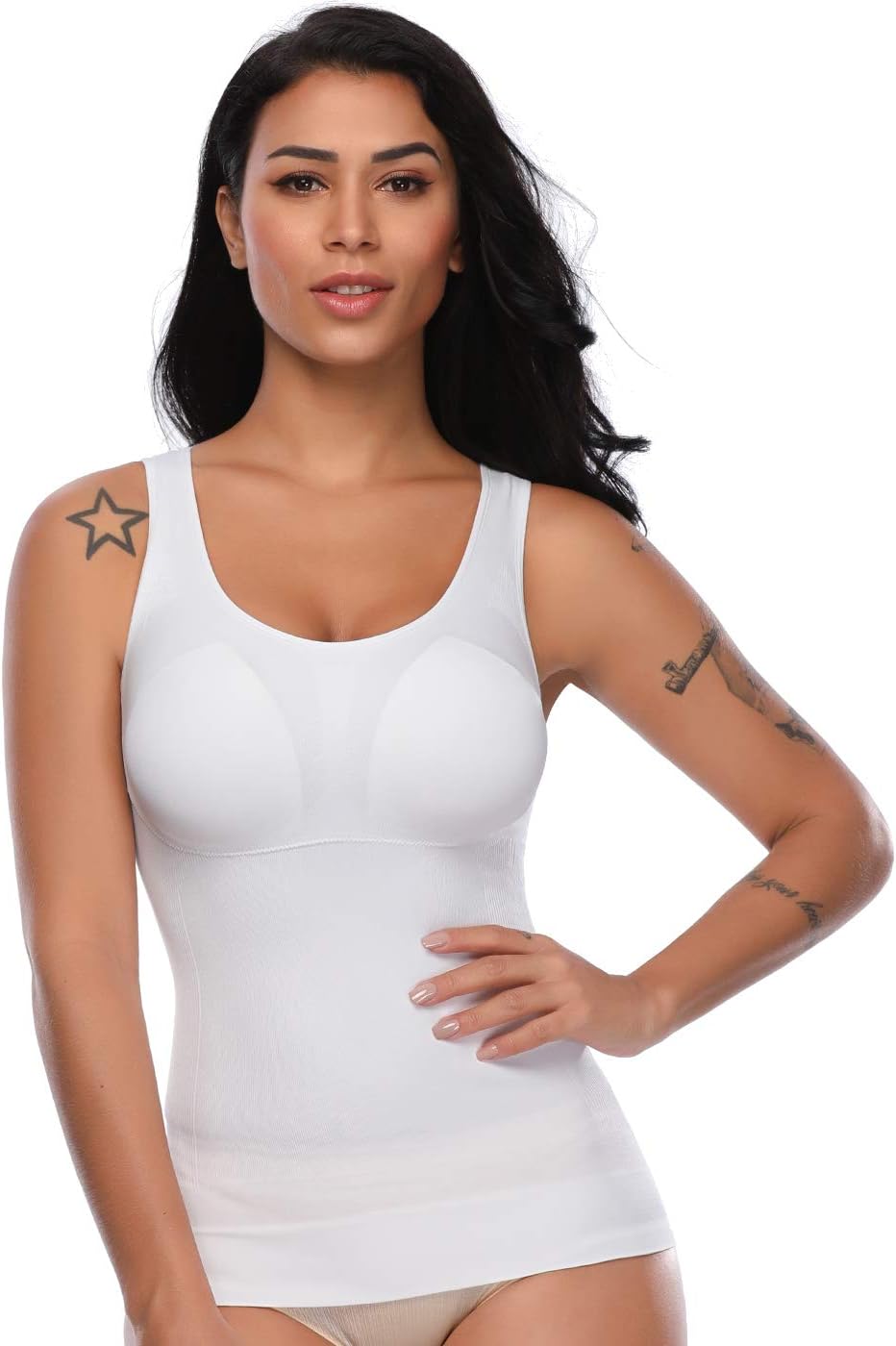 Detalle de SLIMBELLE Damen Unterhemd BH Hemd, naadloze shapeweartop met afneembare cups