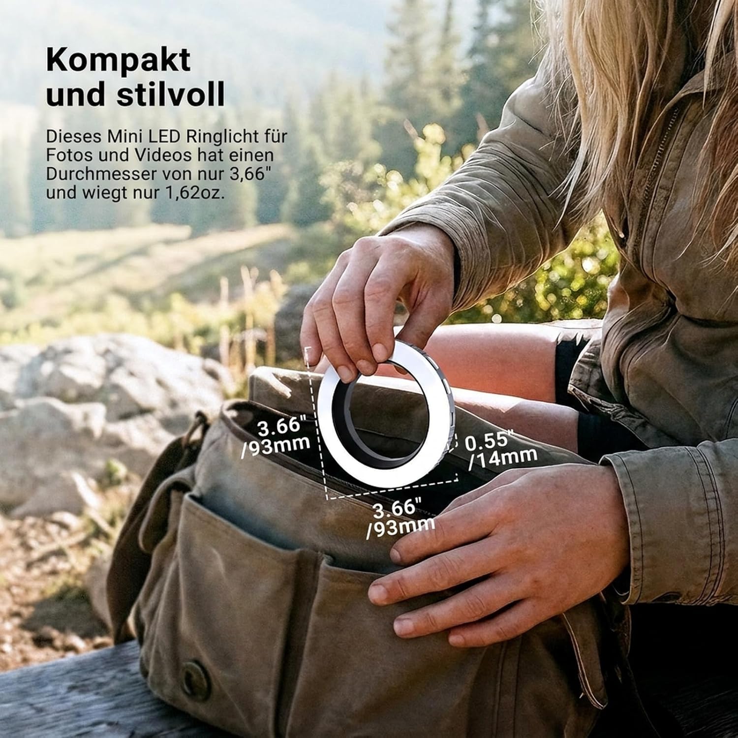 Thumbnail 4 de NEEWER BASICS 67mm Ringlicht – kompakter, wiederaufladbarer LED-Ring für 67mm Objektive und Smartphone-Halterungen