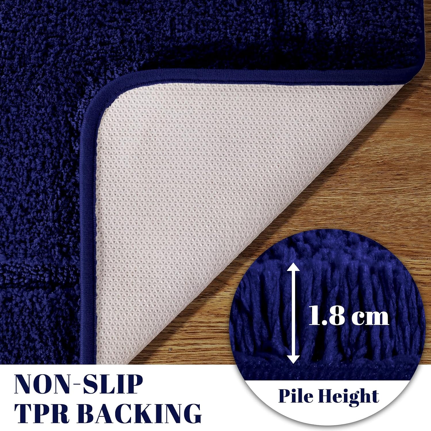 Thumbnail 3 de SOANNY Navy Blue Bath Mat 60x150 cm