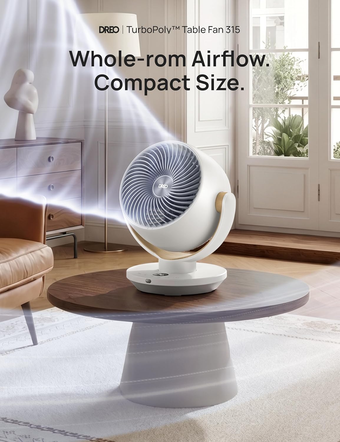 Detalle 2 de Dreo Fan for Bedroom Desk Air Circulator with Remote, 11-Inch Table Fan (4 Speeds, 90° Oscillation, 8H Timer)