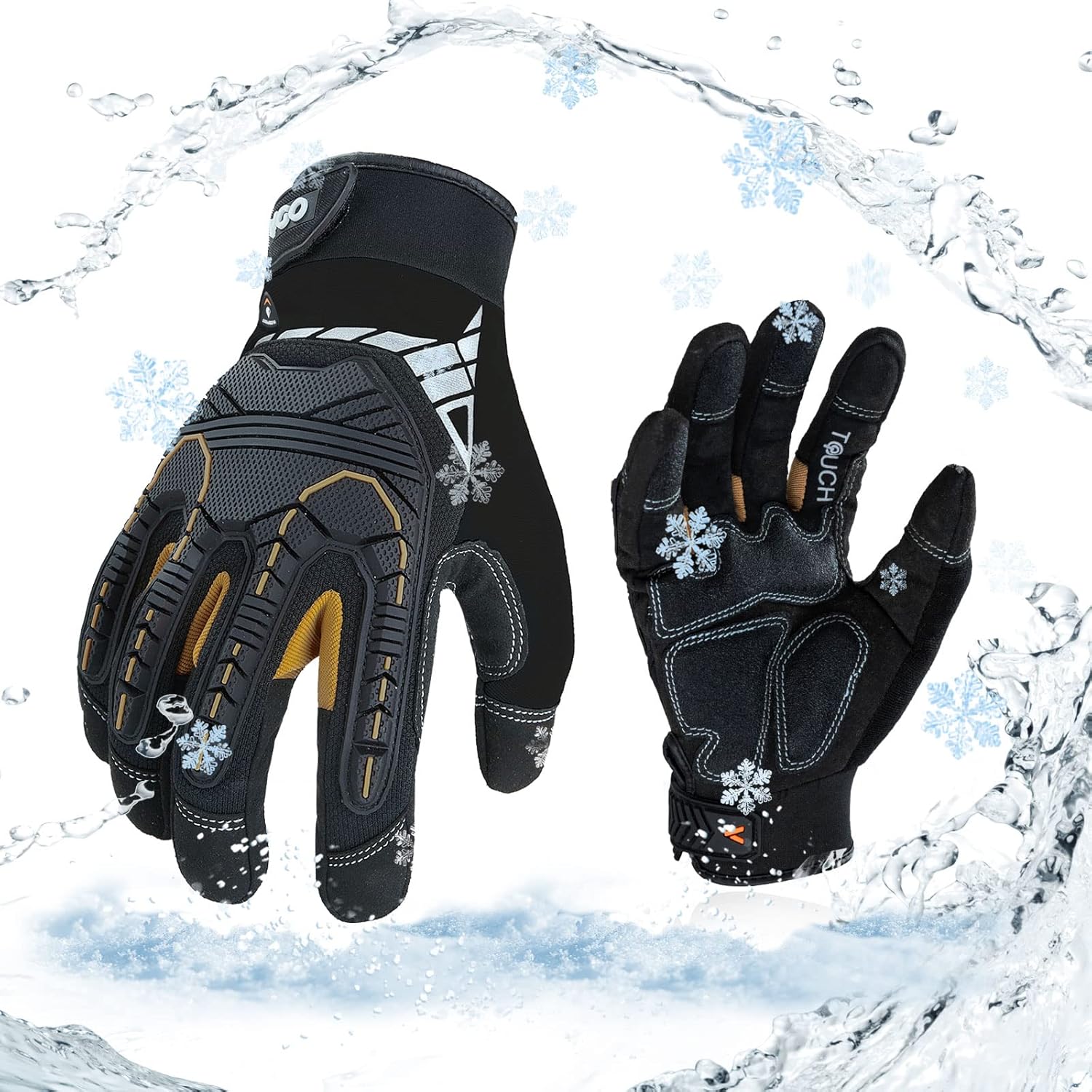 Vgo... Gants de travail de sécurité anti-vibrations (SL8849) : cuir synthétique, EVA et isolation 3M Thinsulate