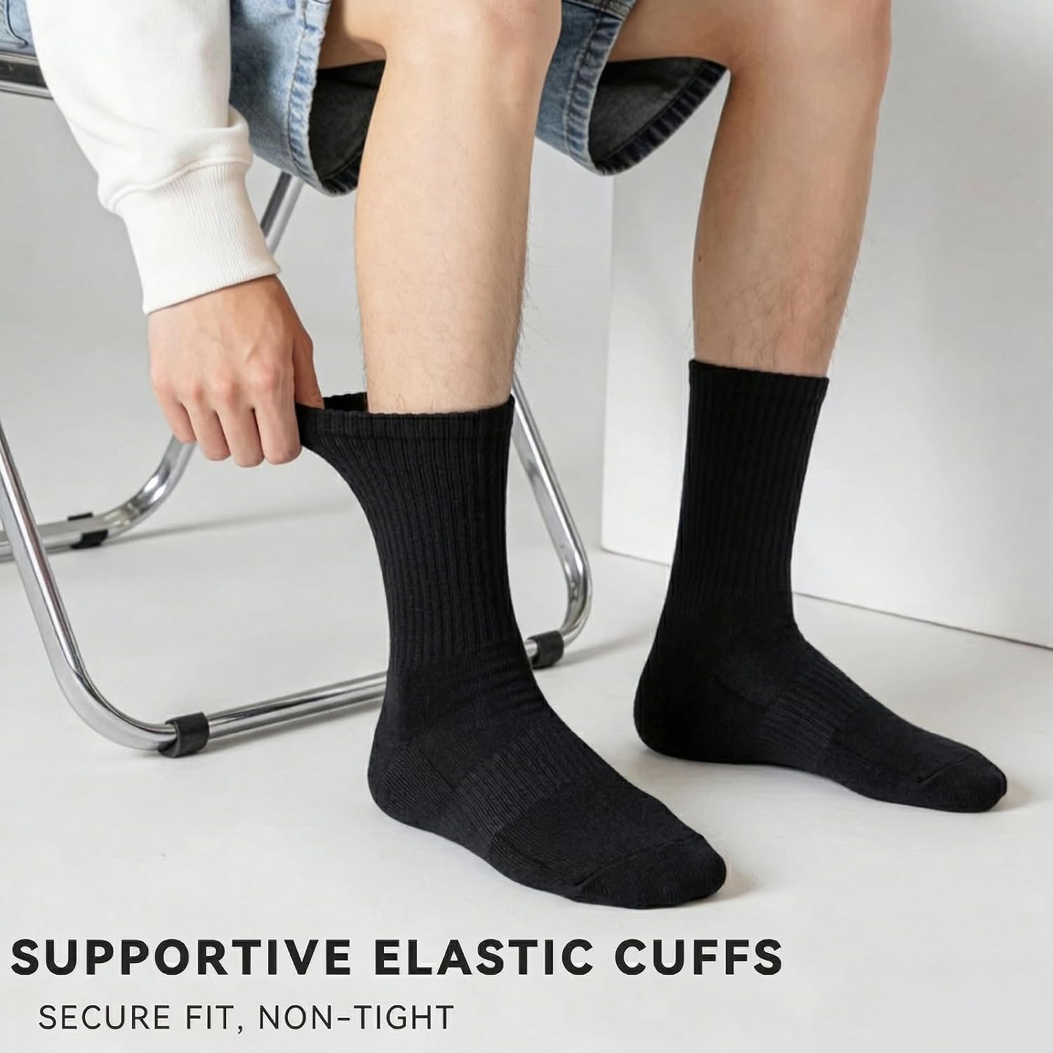 Detalle de VoJoPi Cushioned Crew Cotton Socks for Men, 5 Pairs