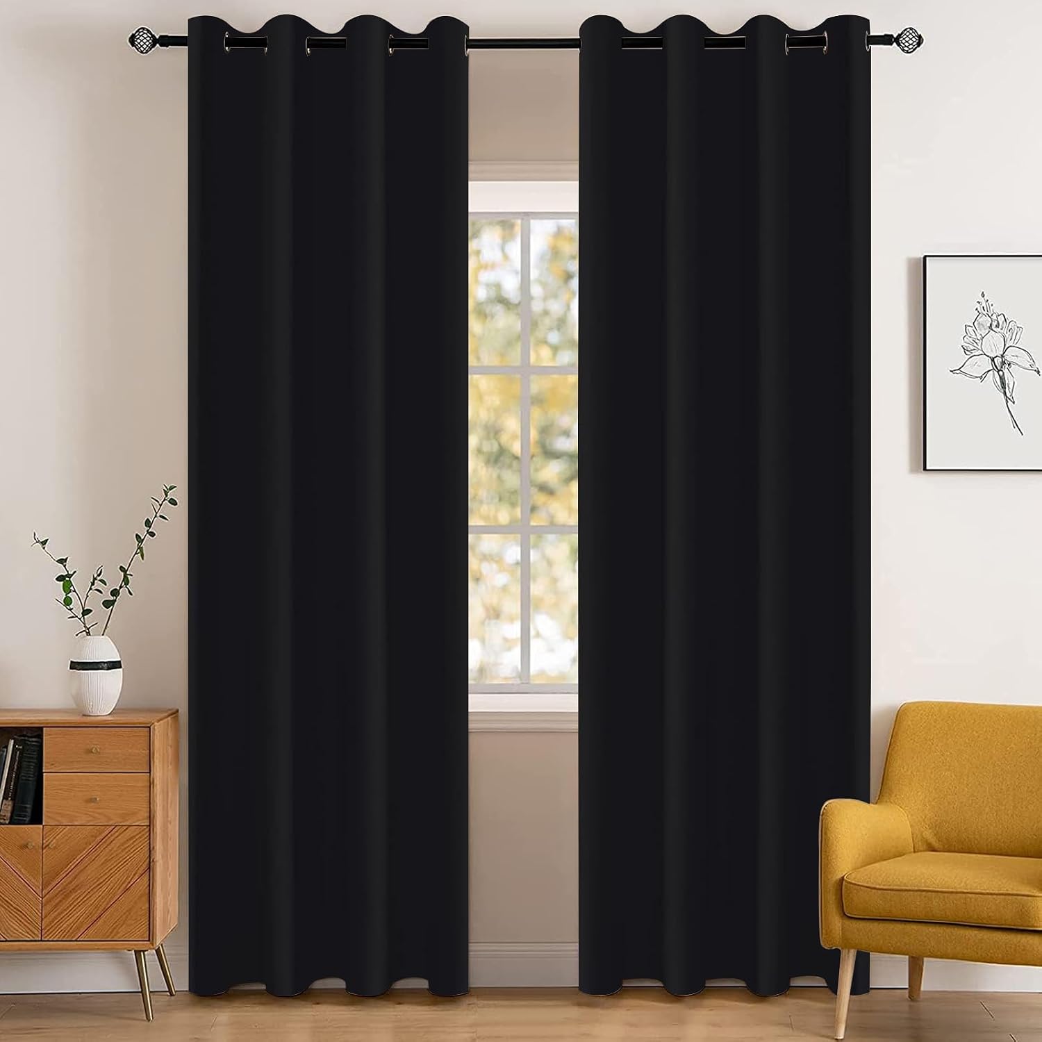 Detalle de YSTELLAA Rideau occultant imperméable 140×300 cm noir ⌛</analysis>