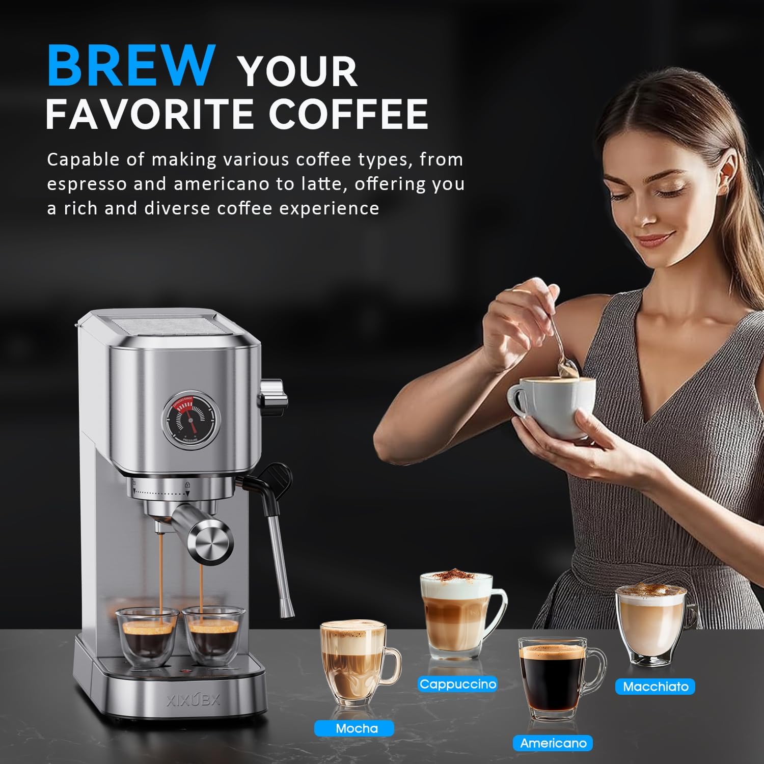 Thumbnail 6 de XIXUBX 20Bar Espresso Machine 42oz Water Tank