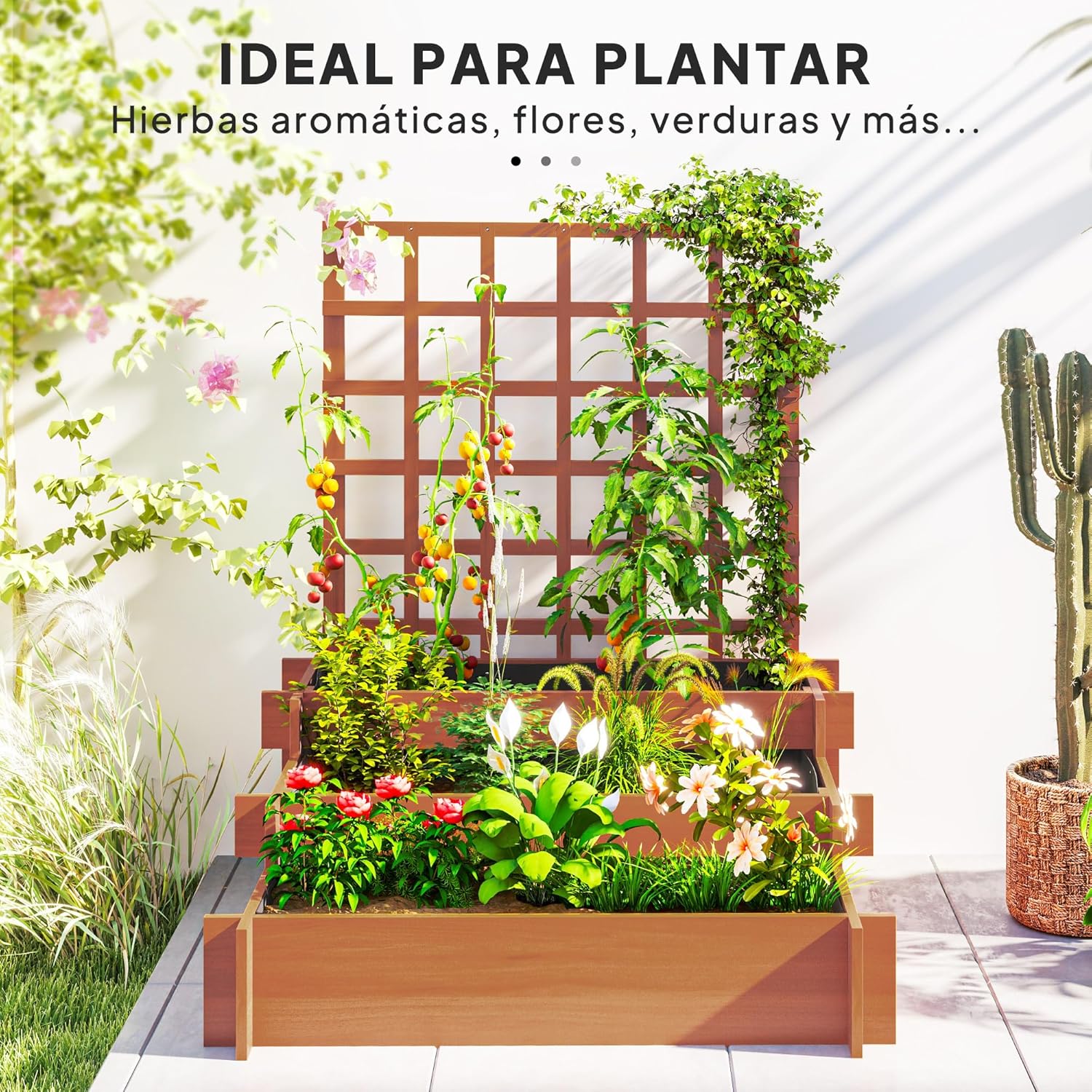 Thumbnail 5 de Outsunny Jardinera con Enrejado 95x95x110 cm