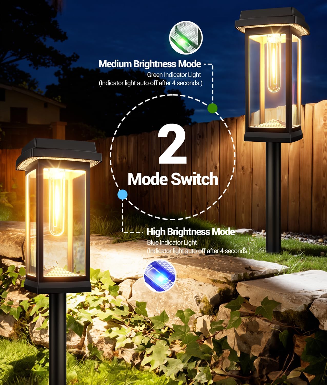 Thumbnail 1 de TuyLuxe 4-Pack Solar Lights for Outdoors: Bright 2-Mode Garden Illumination with Metal Stakes