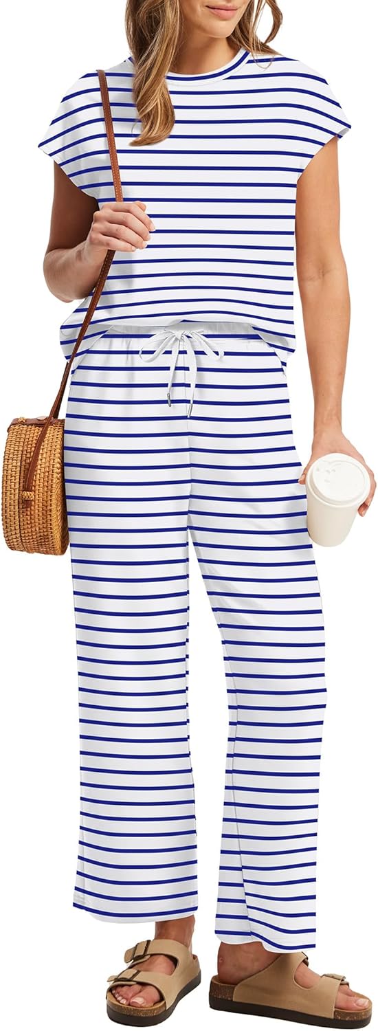 Thumbnail 2 de Sampeel Two Piece Sets for Women: Cap Sleeve Tops & Wide-Leg Crop Pants for Summer Travel