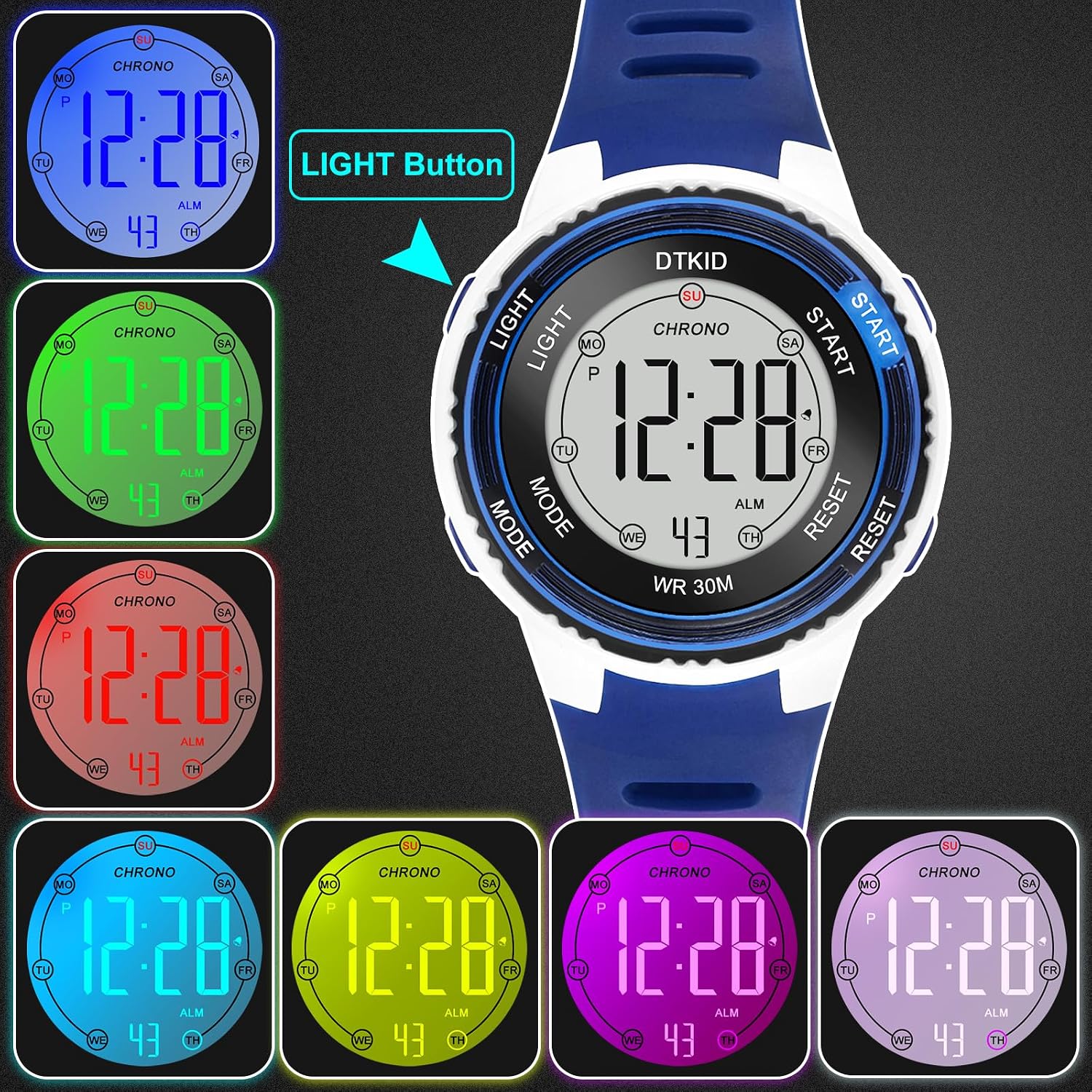 Detalle 2 de DTKID Montre digitale enfant 30M étanche