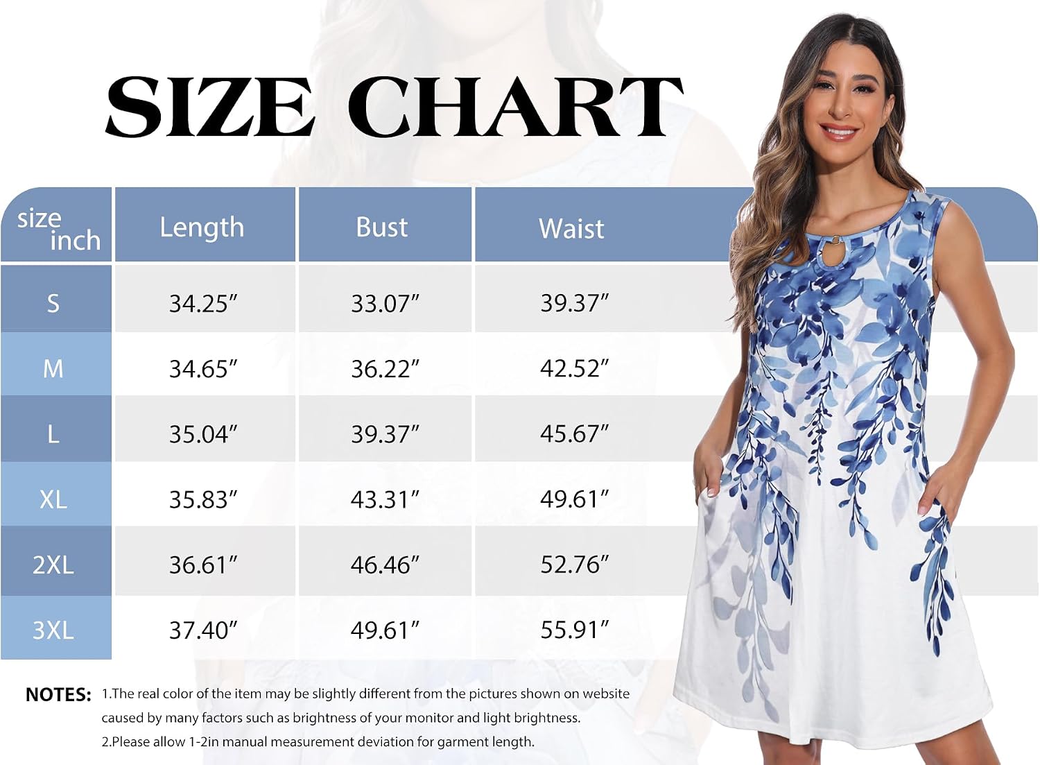 Thumbnail 6 de ADOREJOY Women's Sleeveless Floral Beach Sundress with Pocket and Ring Detail