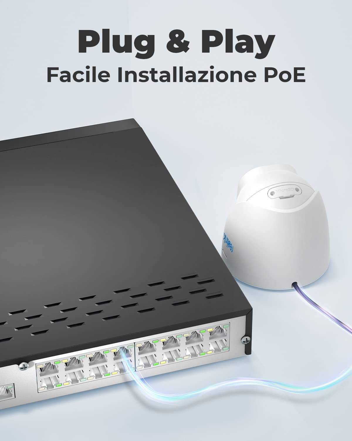 Detalle de Reolink RLK16-800D8: Kit di Videosorveglianza 4K PoE con NVR 16CH, 8 telecamere esterne, 4 TB incluso