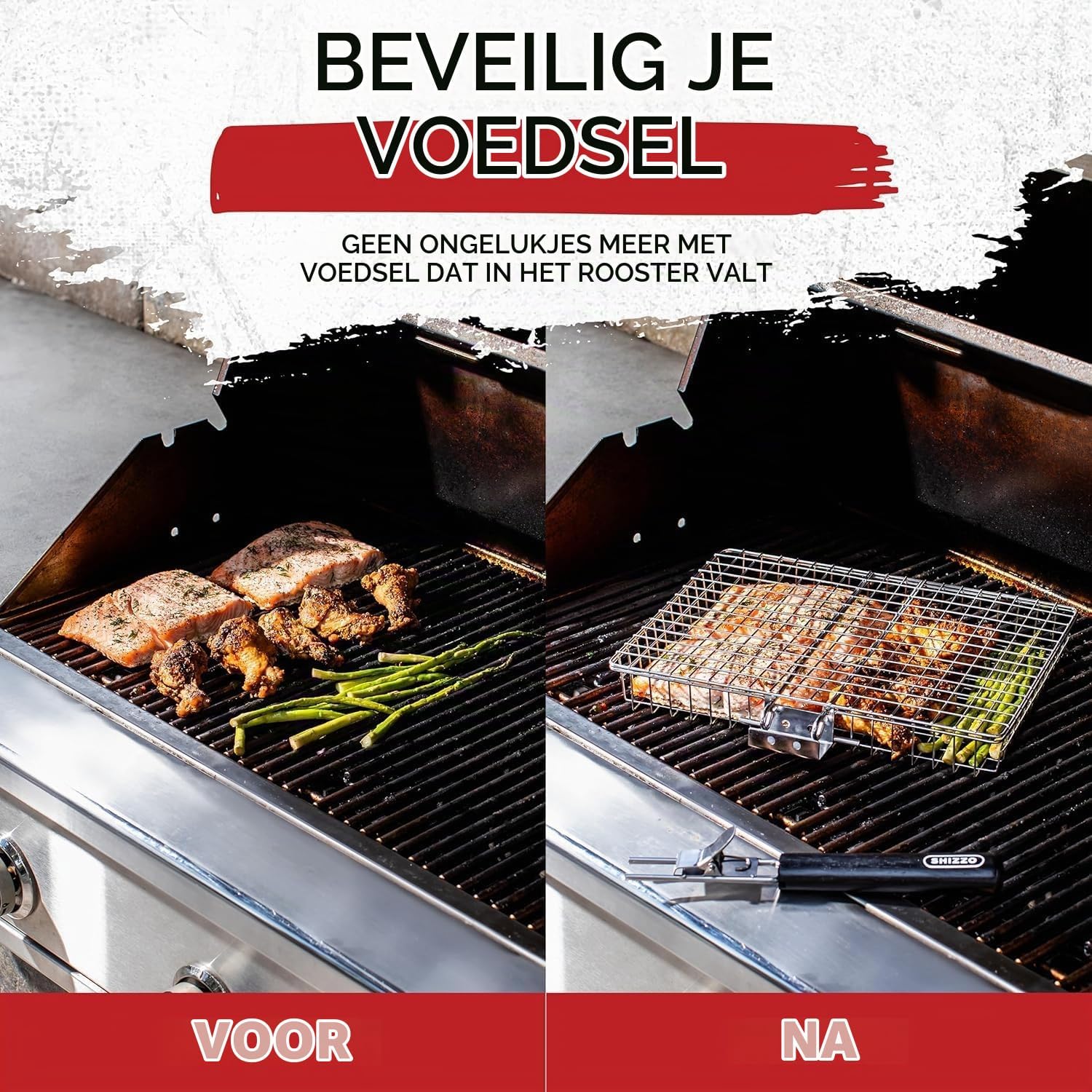 Thumbnail 5 de SHIZZO EA-G5JB-V5TC grillmandset van roestvrij staal met deksel