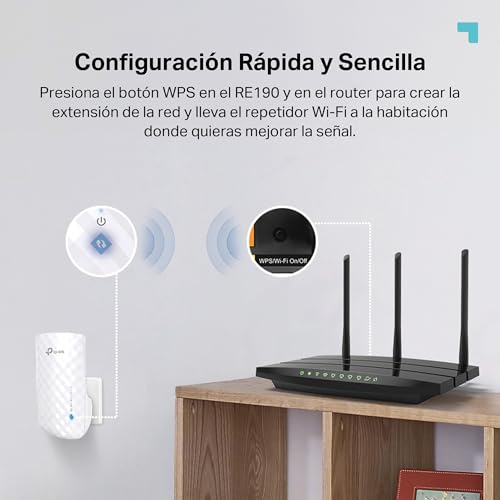 Detalle de TP-Link RE190 AC750: Amplificador WiFi de doble banda para ampliar cobertura en casa