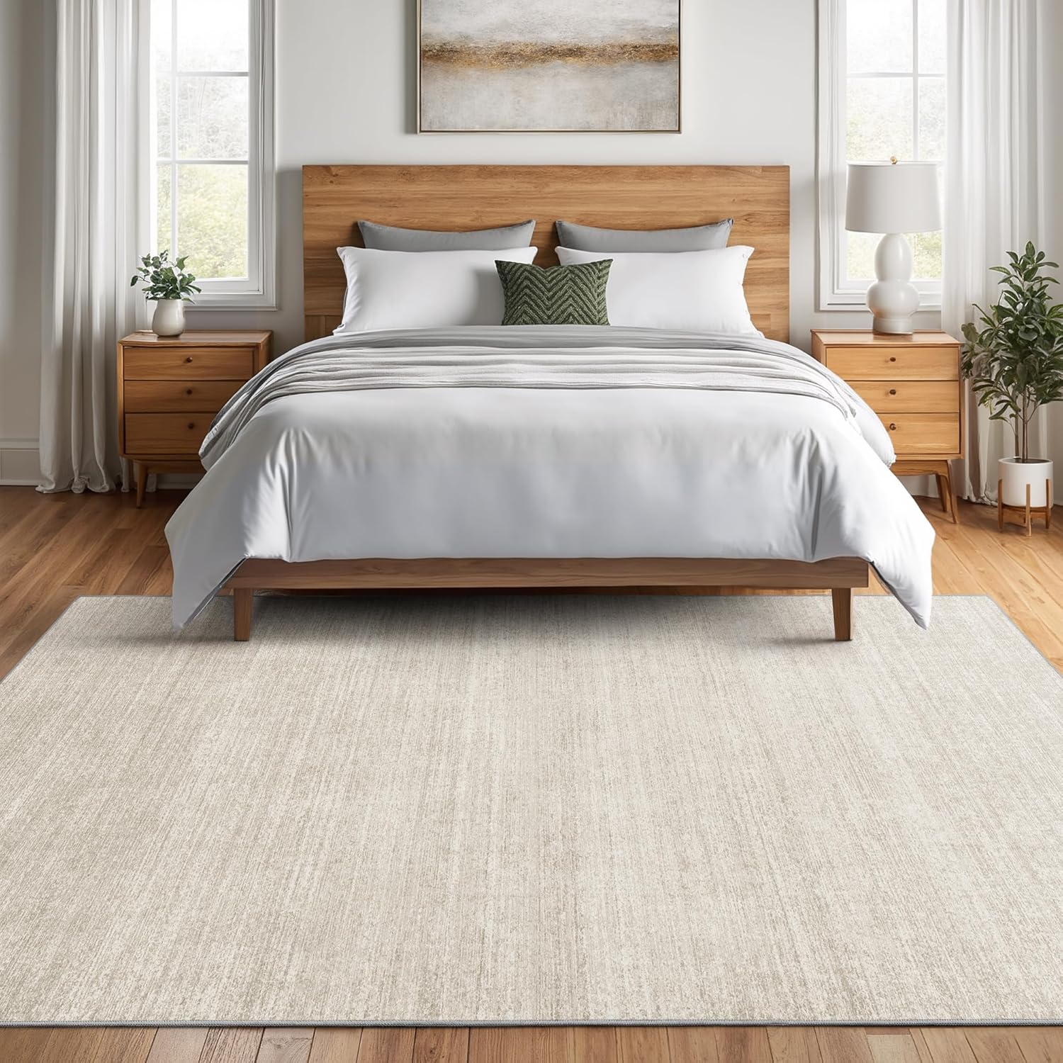 Detalle de Valenrug Washable Rugs 5x7: Stain-Resistant, Machine-Washable, Anti-Slip Area Rug (Beige)