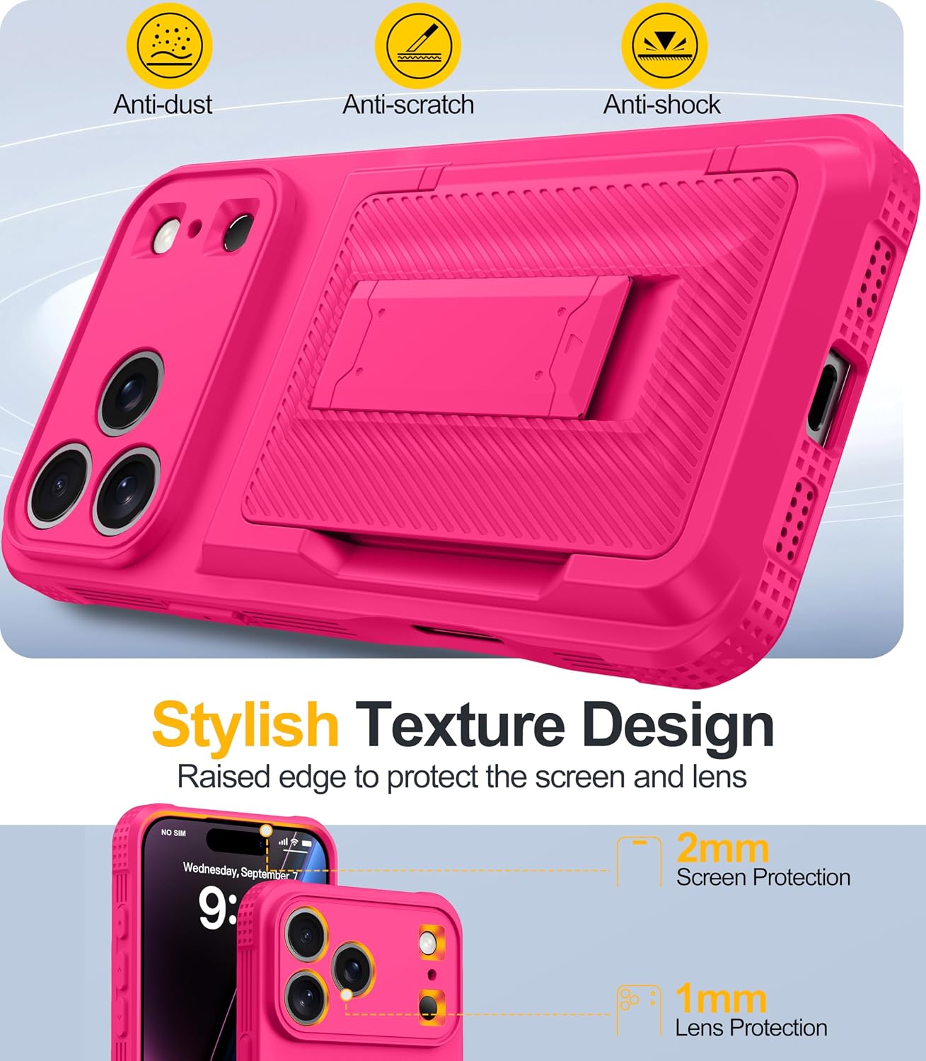 Thumbnail 6 de Oterkin for iPhone 17 Pro Max Case Wallet with Built‑in Card Holder, RFID Blocking, 9H Screen Protector and Full Camera Protection