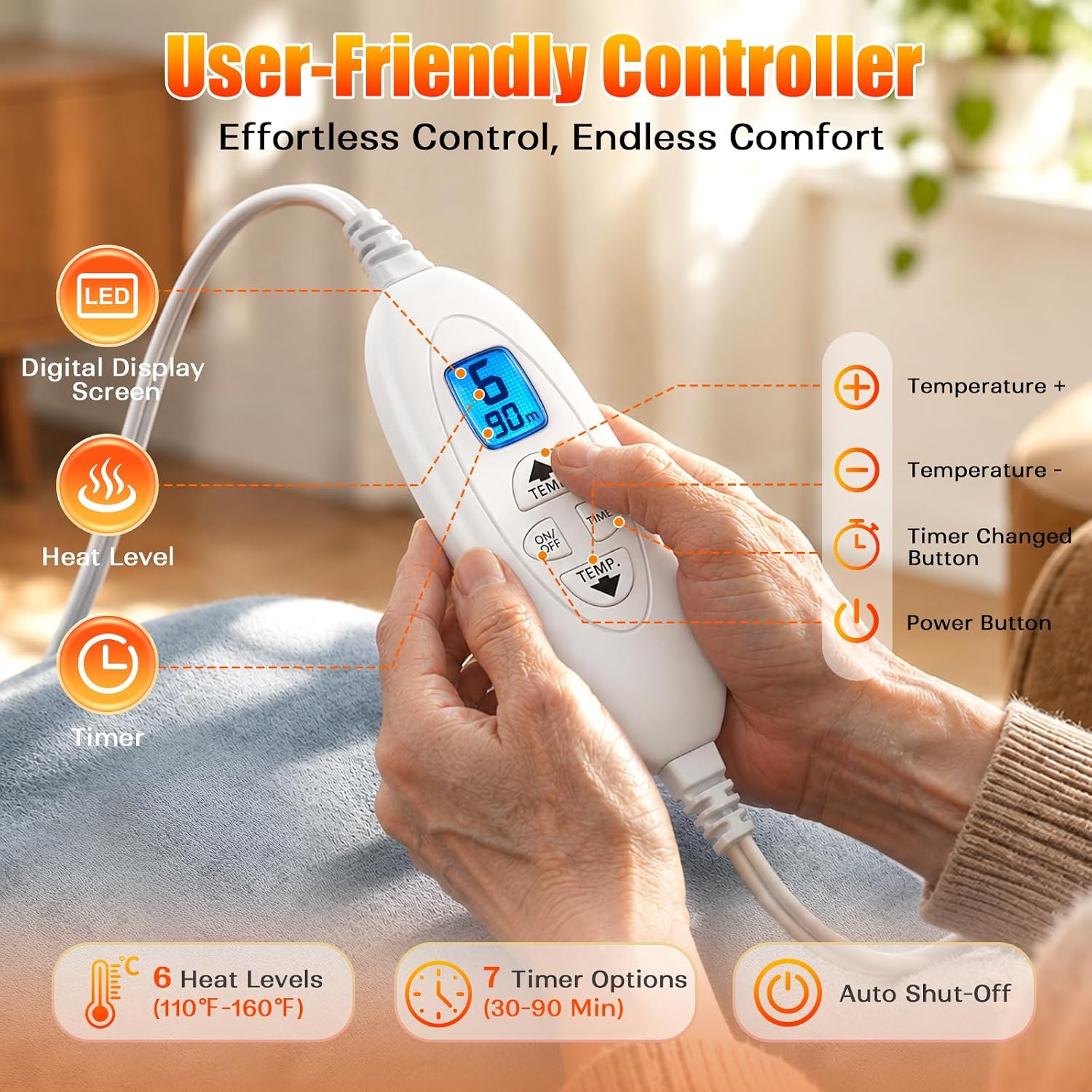 Thumbnail 1 de domucoly HP11-018B Wearable Heating Pad, 6 Heat Settings, 7 Timers, Flannel