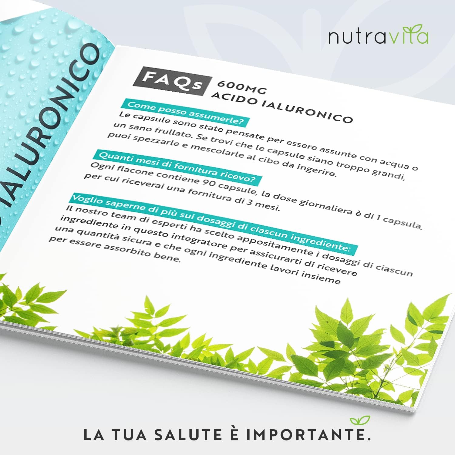 Thumbnail 2 de Nutravita Acido Ialuronico in Capsule – Fornitura di 3 mesi, 600 mg (500-700 kDa) vegan e senza allergeni