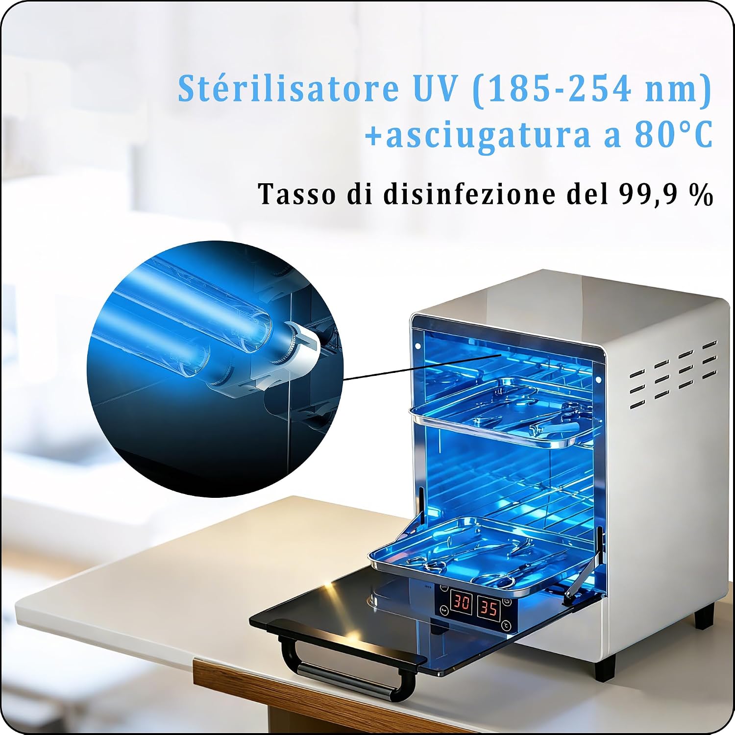 Thumbnail 2 de Henlivy Sterilizzatore UV e Autoclave a Doppia Funzione: Disinfezione 99% + Asciugatura