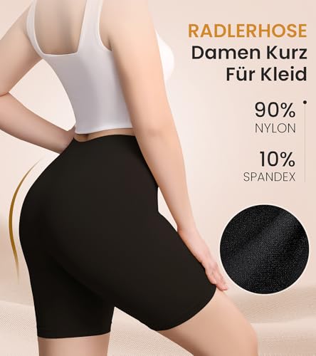 Detalle 2 de Sellto 4er Pack Radlerhose Damen Kurz – Unterziehhose für Kleid, Unterwäsche und Sport