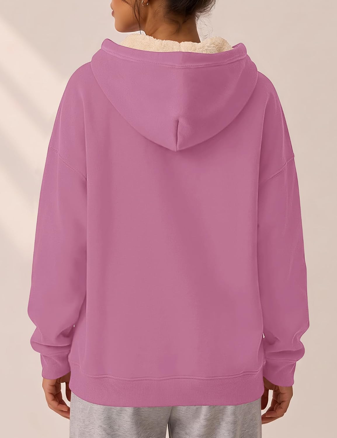 Detalle 2 de LOMON Women's Sherpa-Lined Hoodie, Cotton Shell
