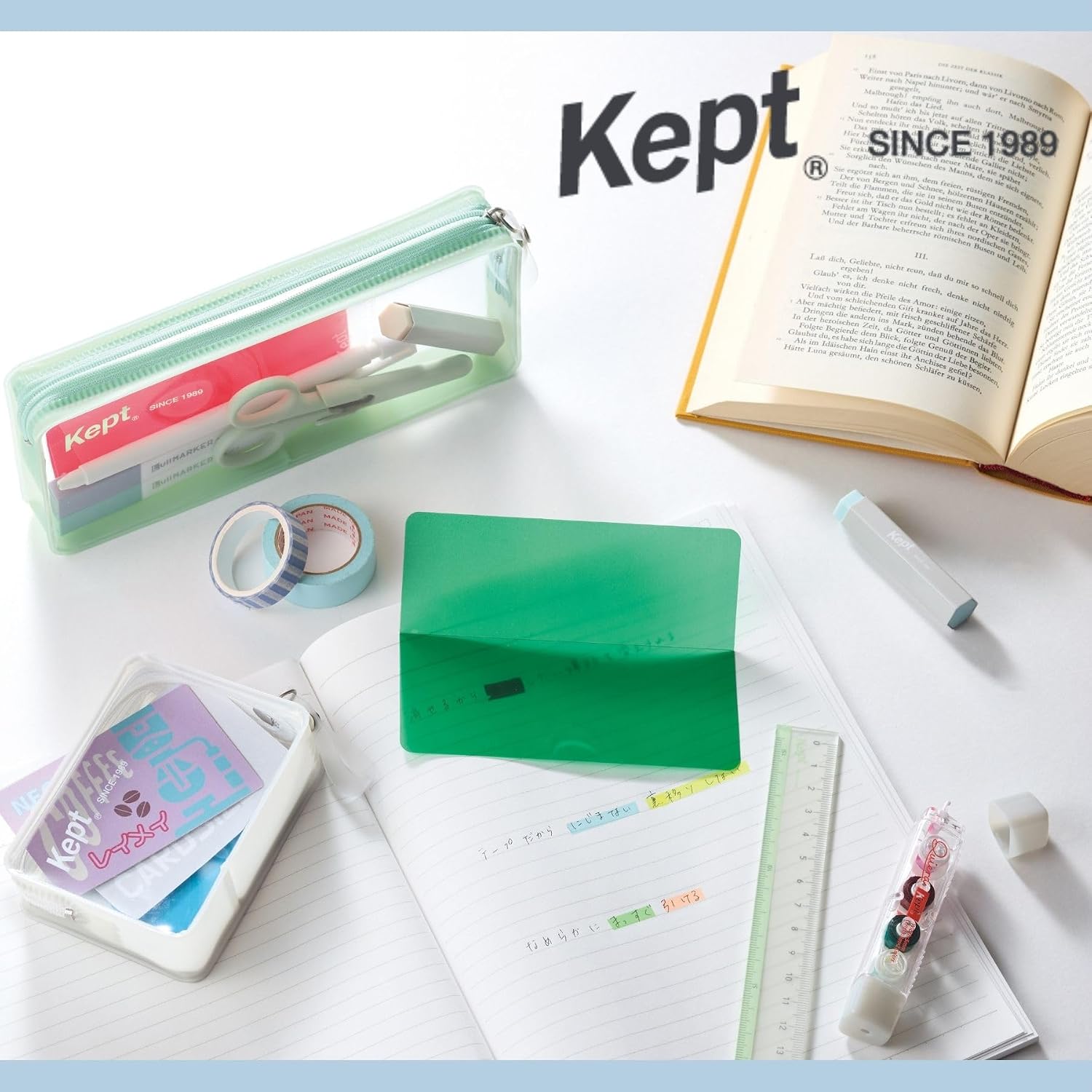 Detalle 2 de レイメイ藤井 Kept レクトペンケース KPF1330P クリアピンク・薄型自立タイプ