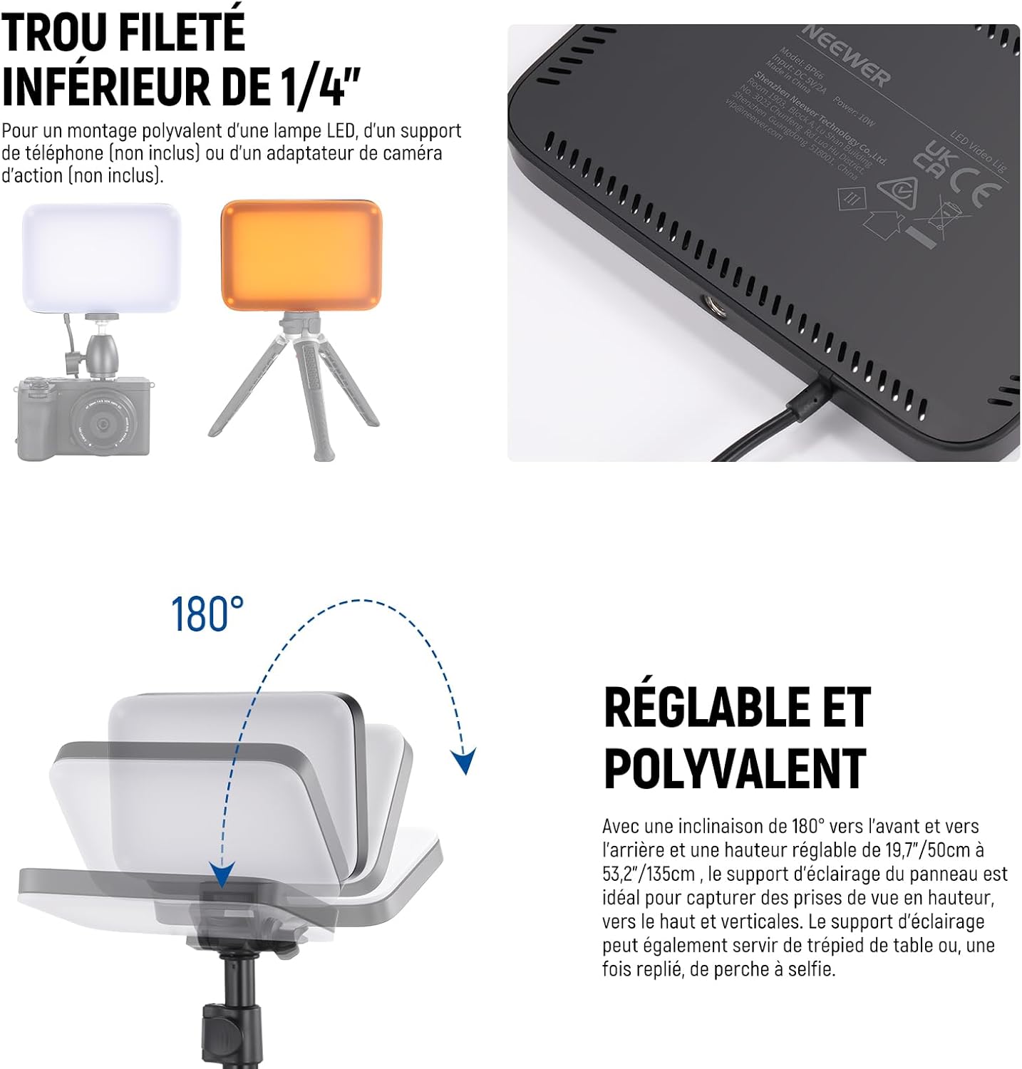 Thumbnail 4 de NEEWER Basics Kit d’éclairage de studio LED bicolore (panneau 3200K–5600K) – packs de 2 avec trépieds et filtres