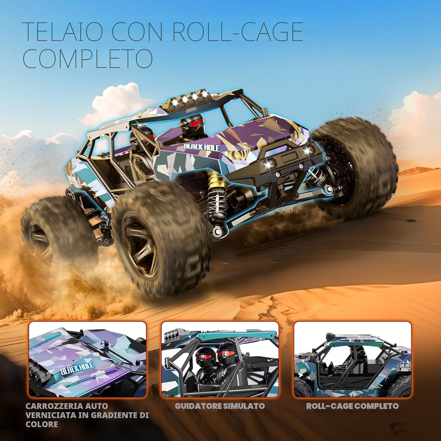 Detalle 1 de Womaqu 1:14 macchina radiocomandata fuoristrada 4x4 40 km/h