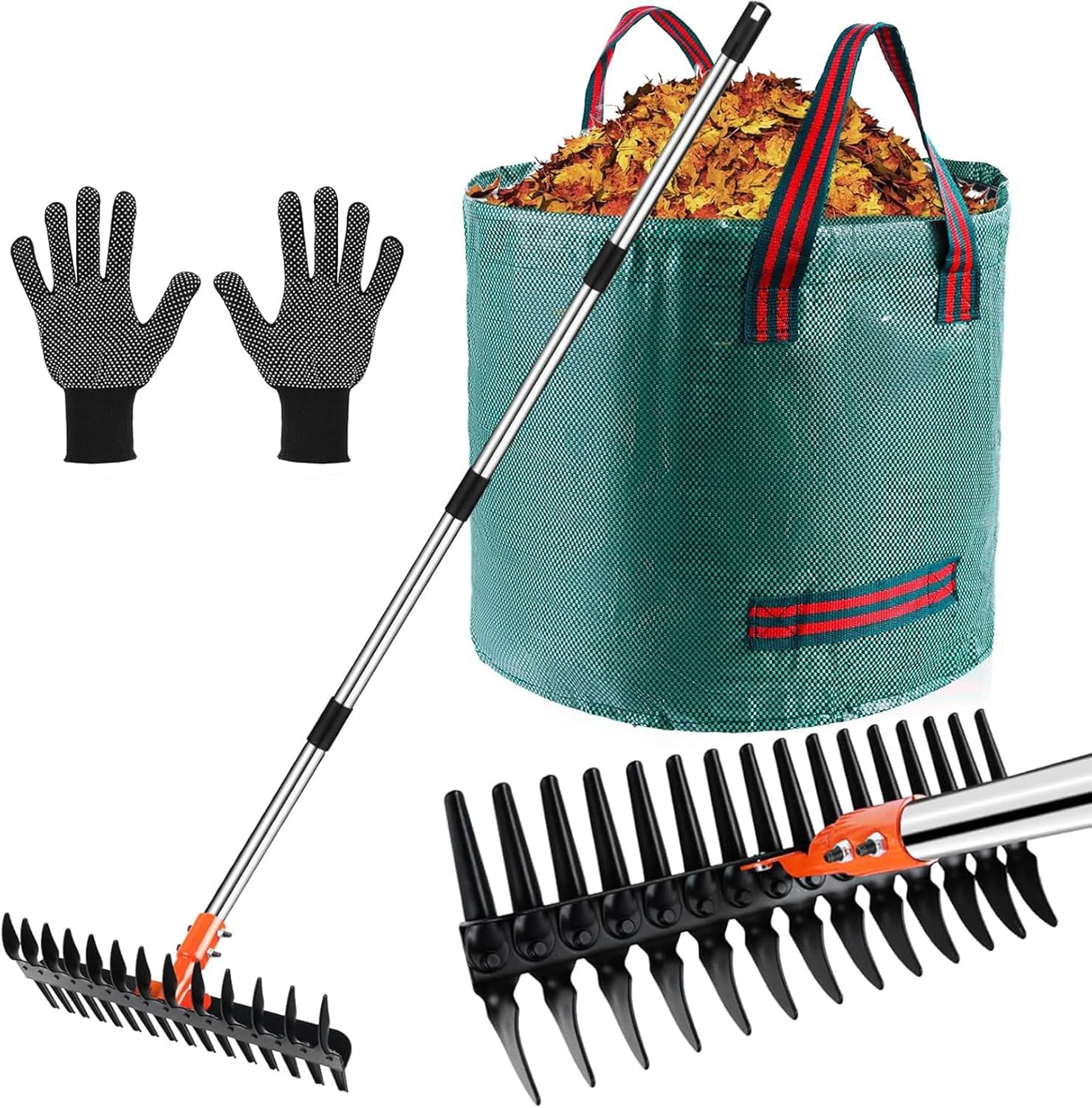 Tolia Thatch Rake — Heavy Duty Garden Rake with Dual-Action Tines and 145 cm Adjustable Handle