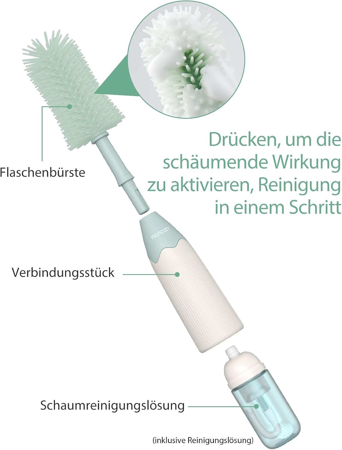 Thumbnail 1 de Momcozy Baby Flaschenbürste Set mit Druck-Schaumtechnologie – 360° Reinigung, BPA-frei