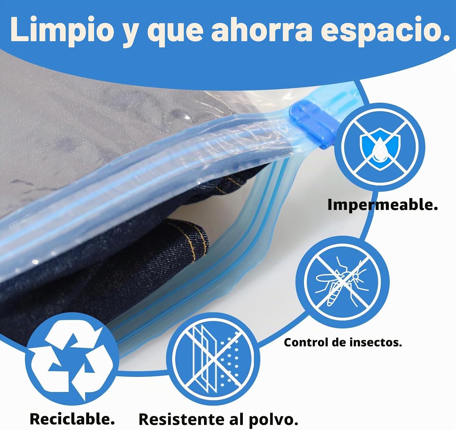 Detalle de AN HUI MING Bolsas de Vacío para Ropa (10 unid.) con Bomba Eléctrica