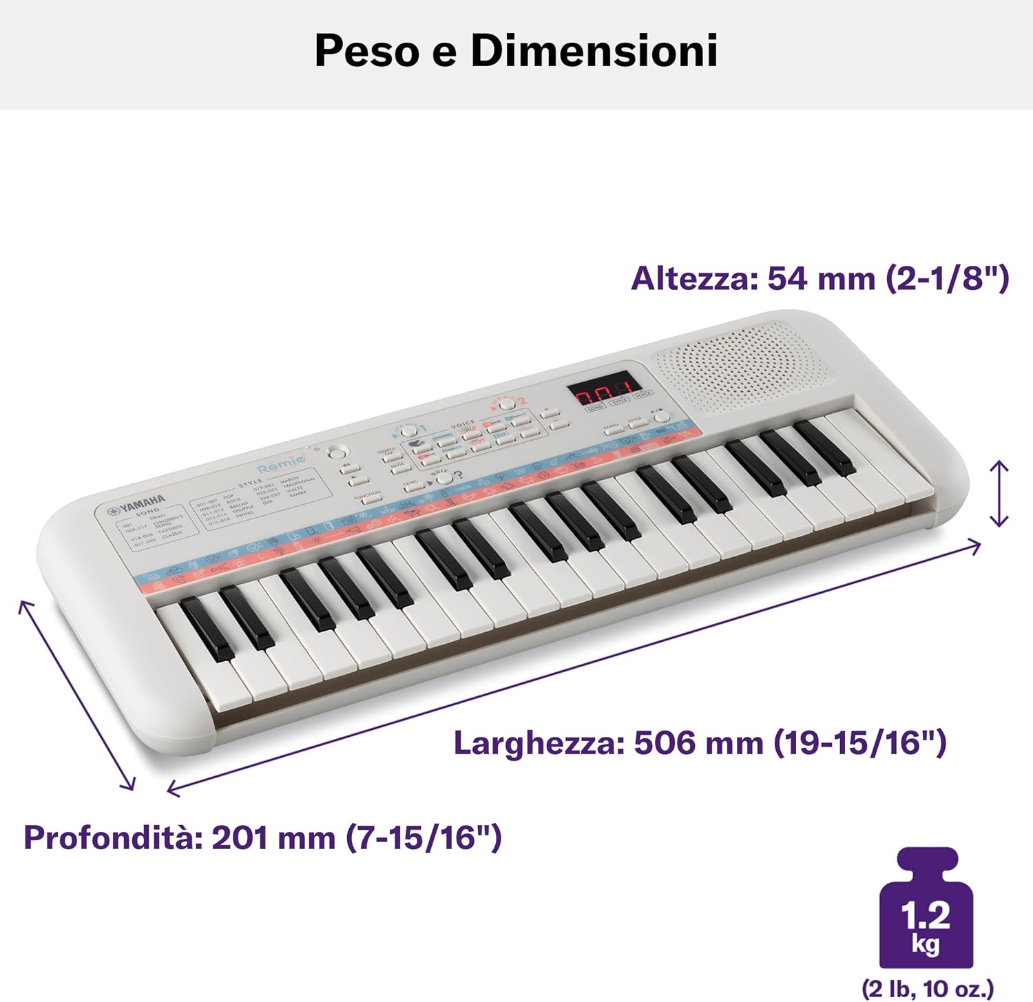 Detalle de Yamaha Remie PSS-E30: Tastiera Digitale per Bambini, 37 Mini Tasti, Suoni e Funzioni di Apprendimento
