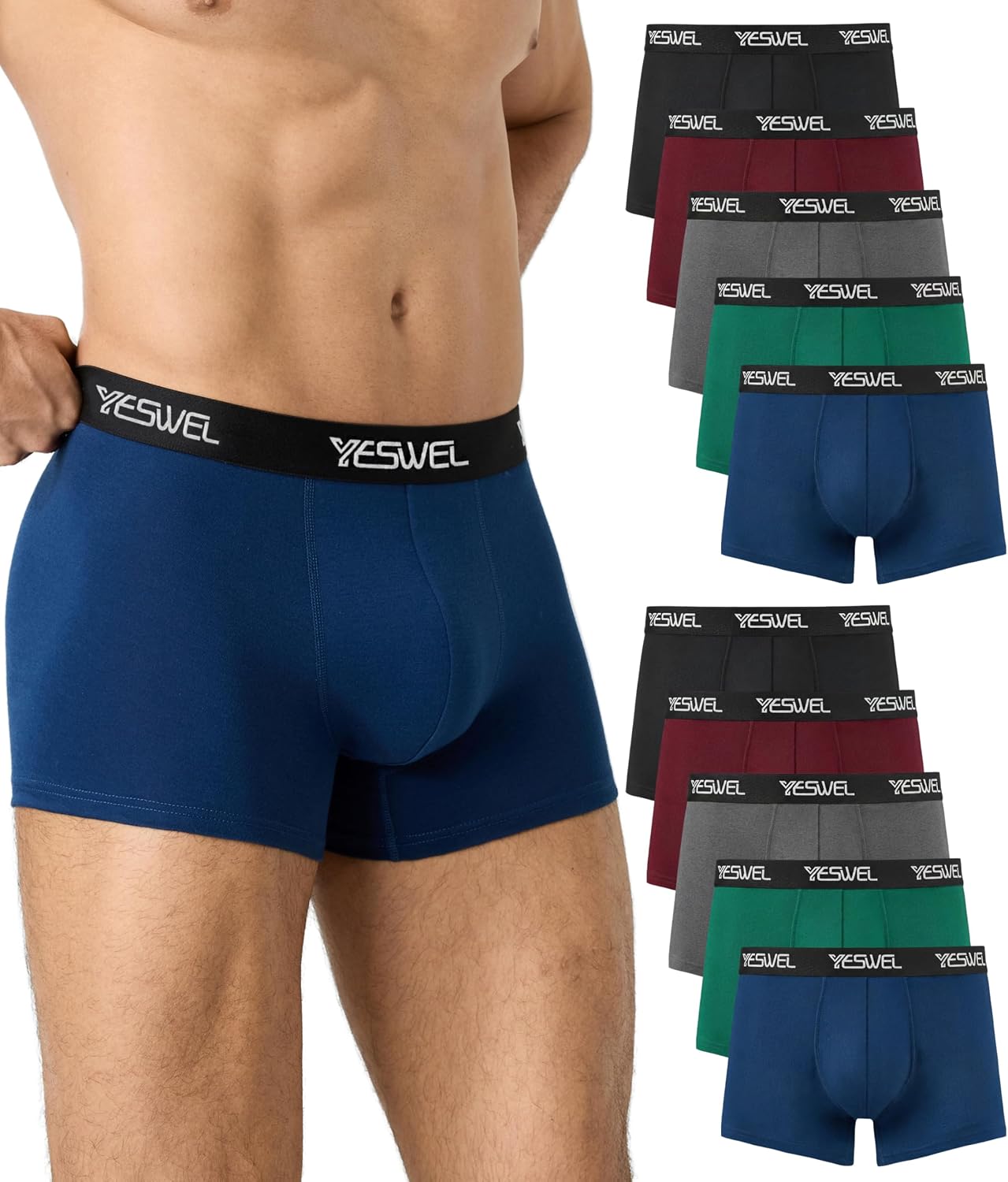 Detalle de YESWEL Boxershorts Herren 10er Pack – Baumwolle Retroshorts, elastischer Bund, kratzfrei