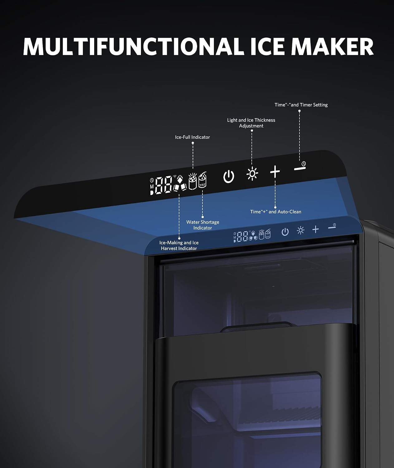 Thumbnail 6 de COWSAR HZB-12M Crescent Countertop Ice Maker, 27 lb Daily Output, Timer
